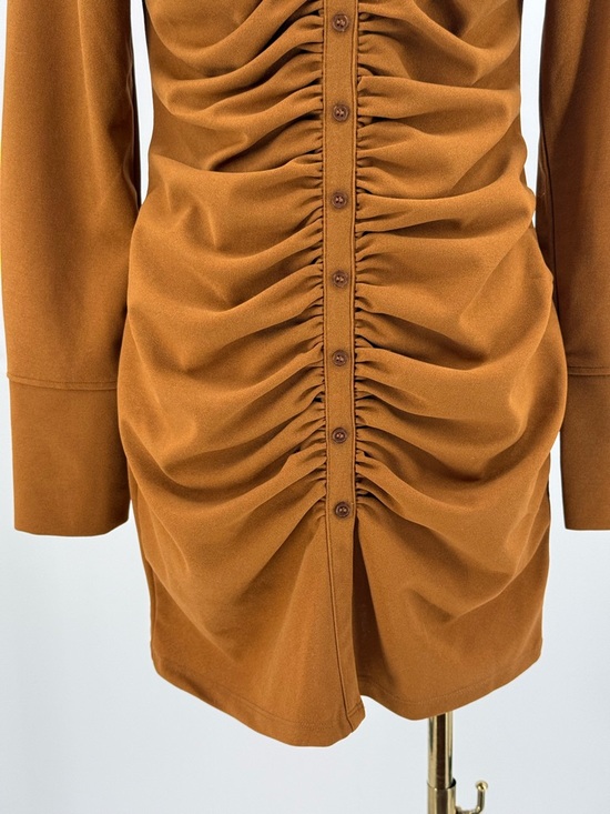 Mi a mi For Francesca’s Caramel Ruched Button-Front Shirt Bodycon Mini Dress - Picture 4 of 13